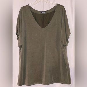 Olive V Neck Top